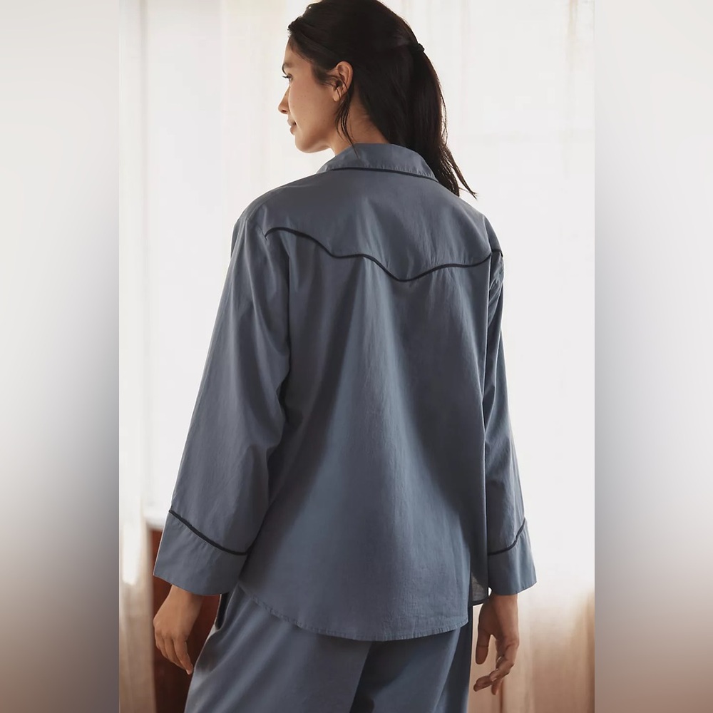 THE GREAT. Western Pajama Shirt Size 2 Anthropologie Pajama Top Medium - Picture 3 of 10